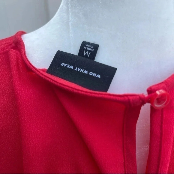 Who What Wear red tunic top with bell sleeves. Size Medium. - Picture 6 of 9